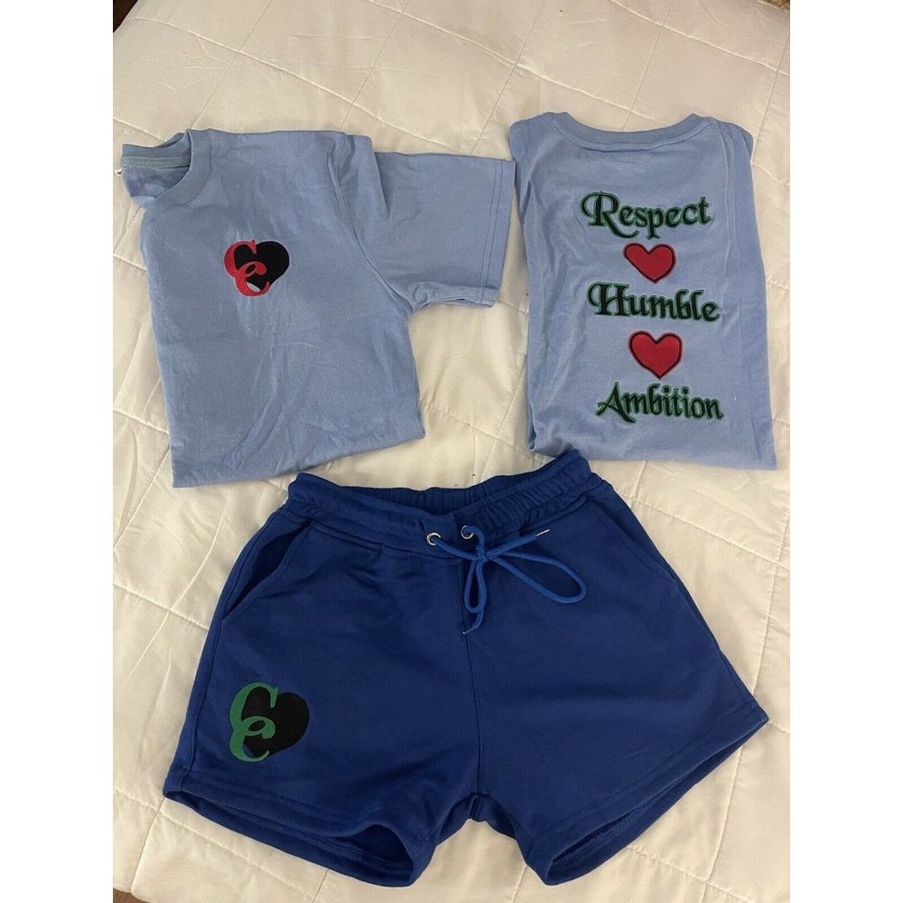 Women Cotton Comfy Short Set inspirational Words Embroidery Customize M L